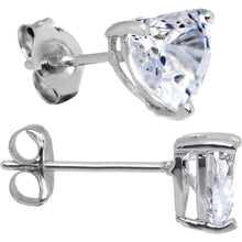 Load image into Gallery viewer, 14k White Gold .80ct Basket Set Heart CZ Stud Earrings