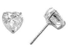 Load image into Gallery viewer, 14k White Gold .80ct Basket Set Heart CZ Stud Earrings