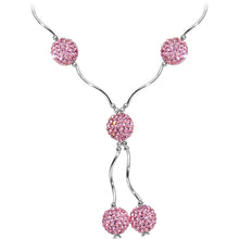 Load image into Gallery viewer, Sterling Silver Pink Crystal Ball Drop Necklace
