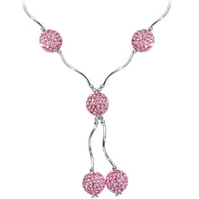 Load image into Gallery viewer, Sterling Silver Pink Crystal Ball Drop Necklace