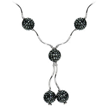 Load image into Gallery viewer, Sterling Silver Jet Crystal Ball Drop Necklace