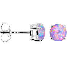 Load image into Gallery viewer, 6mm Multi Round Sterling Silver Synthetic Opal Stud Earrings