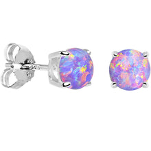 Load image into Gallery viewer, 6mm Multi Round Sterling Silver Synthetic Opal Stud Earrings