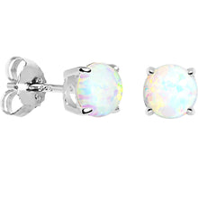 Load image into Gallery viewer, 6mm Round Sterling Silver Synthetic Opal Stud Earrings