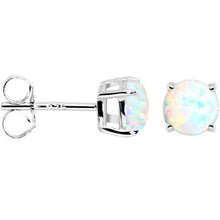 Load image into Gallery viewer, 6mm Round Sterling Silver Synthetic Opal Stud Earrings