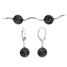 Load image into Gallery viewer, Sterling Silver Jet Crystal Ball Drop Necklace and Earring Set