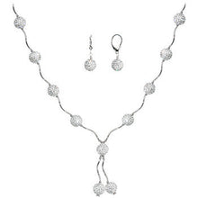 Load image into Gallery viewer, Sterling Silver Clear Crystal Ball Drop Necklace and Earring Set