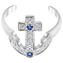 Load image into Gallery viewer, 925 Sterling Silver Blue CZ Anchor Toe Ring