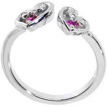 Load image into Gallery viewer, 925 Sterling Silver Red CZ Dual Heart Toe Ring