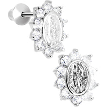 Load image into Gallery viewer, Sterling Silver Clear CZ Lady of Guadalupe Youth Screwback Earrings