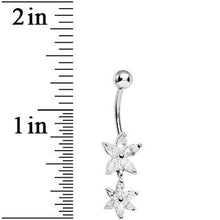 Load image into Gallery viewer, 925 Sterling Silver Cubic Zirconia Dual Lily Dangle Belly Ring