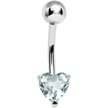 Load image into Gallery viewer, 925 Sterling Silver Genuine Blue Topaz Heart Solitaire Belly Ring