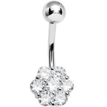 Load image into Gallery viewer, 925 Sterling Silver Cubic Zirconia Blooming Flower Belly Ring