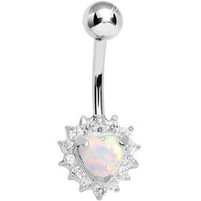 Load image into Gallery viewer, 925 Sterling Silver Cubic Zirconia Opal Heart Belly Ring
