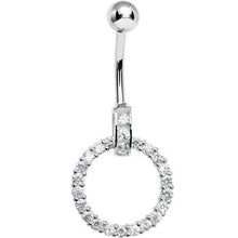 Load image into Gallery viewer, 925 Sterling Silver Cubic Zirconia Circle Charm Belly Ring