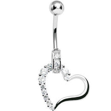 Load image into Gallery viewer, 925 Sterling Silver Cubic Zirconia Hollow Heart Charm Belly Ring