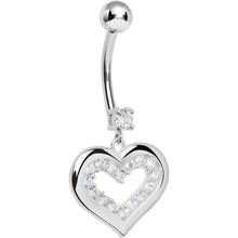 Load image into Gallery viewer, 925 Sterling Silver Cubic Zirconia Encased Heart Dangle Belly Ring