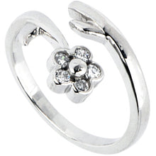 Load image into Gallery viewer, Solid 14k White Gold .05 Carat Genuine Diamond Flower Toe Ring