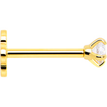 Load image into Gallery viewer, 14k Yellow Gold Flat Back Earring 20G 2mm CZ Floral Reversible