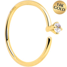 Load image into Gallery viewer, 14k Solid Yellow Gold Bendable Nose Hoop 22G 5/16 with CZ