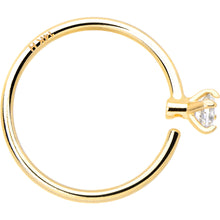 Load image into Gallery viewer, 14k Solid Yellow Gold Bendable Nose Hoop 22G 5/16 with 2mm CZ