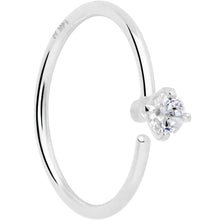 Load image into Gallery viewer, 14k Solid White Gold Bendable Nose Hoop 22G 5/16 with 2mm CZ