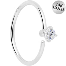 Load image into Gallery viewer, 14k Solid White Gold Bendable Nose Hoop 22G 5/16 with 2mm CZ