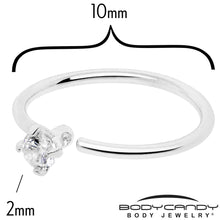 Load image into Gallery viewer, 14k Solid White Gold Bendable Nose Hoop 22G 5/16 with 2mm CZ