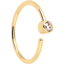 Load image into Gallery viewer, 14k Solid Yellow Gold Bendable Nose Hoop 22G 5/16 with Bezel CZ