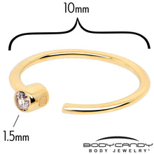 Load image into Gallery viewer, 14k Solid Yellow Gold Bendable Nose Hoop 22G 5/16 with Bezel CZ