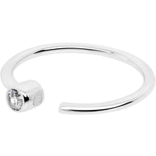 Load image into Gallery viewer, 14k Solid White Gold Bendable Nose Hoop 22G 5/16 with Bezel CZ