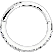 Load image into Gallery viewer, 14k Solid White Gold Hinged Segment Ring Forward Facing CZ 18G 5/16