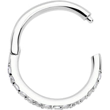Load image into Gallery viewer, 14k Solid White Gold Hinged Segment Ring Forward Facing CZ 18G 5/16