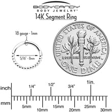 Load image into Gallery viewer, 14k Solid White Gold Hinged Segment Ring Forward Facing Twisted 18G 5/16