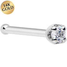 Load image into Gallery viewer, Solid 14k White Gold 1.5mm Cubic Zirconia Nose Bone