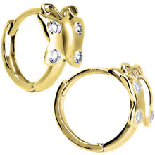 Load image into Gallery viewer, 14k Yellow Gold CZ Butterfly Huggy Earrings