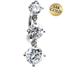 Load image into Gallery viewer, 16G Solid 14k White Gold Top Mount CZ Belly Ring