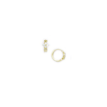 Load image into Gallery viewer, 14k Yellow Gold CZ Flower Huggy Earrings