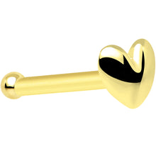 Load image into Gallery viewer, 20G Solid 14K Yellow Gold Heart Nose Bone