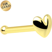 Load image into Gallery viewer, 20G Solid 14K Yellow Gold Heart Nose Bone