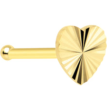Load image into Gallery viewer, Solid 14K Yellow Gold Flat Textured Heart Nose Bone