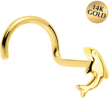 Load image into Gallery viewer, Solid 14K Yellow Gold Dolphin Nose Screw Ring