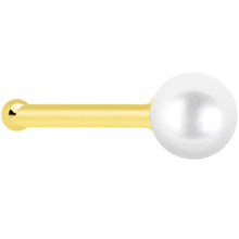 Load image into Gallery viewer, Solid 14K Yellow Gold 3mm Pearl Nose Bone