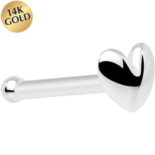 Load image into Gallery viewer, Solid 14K White Gold Heart Nose Bone