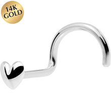 Load image into Gallery viewer, Solid 14K White Gold Heart Nose Screw Ring