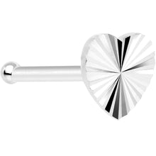 Load image into Gallery viewer, Solid 14K White Gold Flat Textured Heart Nose Bone