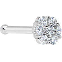 Load image into Gallery viewer, Solid 14K White Gold Clear CZ Flower Nose Bone