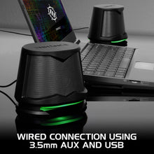 Load image into Gallery viewer, Enhance SB2 USB Powered LED Speakers – Green LED / 10 W Peak