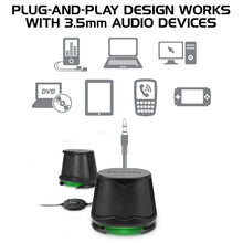 Load image into Gallery viewer, Enhance SB2 USB Powered LED Speakers – Green LED / 10 W Peak