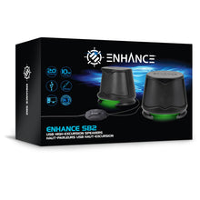 Load image into Gallery viewer, Enhance SB2 USB Powered LED Speakers – Green LED / 10 W Peak